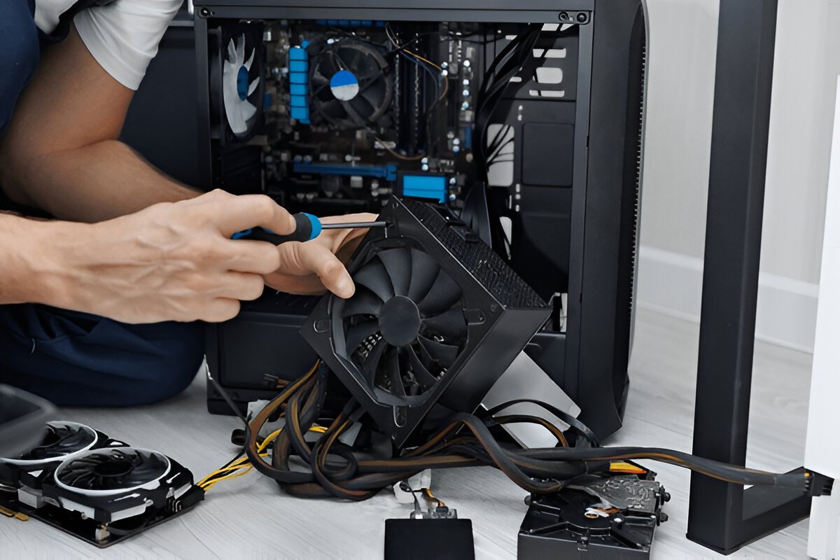 Multisolution Vaniyambadi expert setting up a laptop